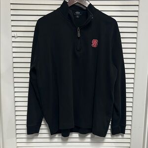 NC STATE Collegiate Black Quarter-Zip Sweater with Embroidered logo